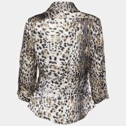 Just Cavalli Beige Animal Printed Fil Coupe Shirt M
