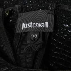 Pre Owned Just Cavalli Black Snake Effect Wrap Maxi Dress S