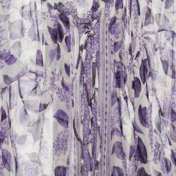 Pre Owned Just Cavalli White & Purple Printed Silk Off Shoulder Tunic M