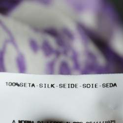 Pre Owned Just Cavalli White & Purple Printed Silk Off Shoulder Tunic M