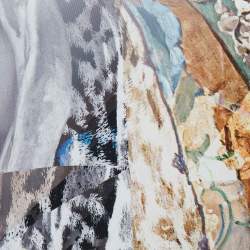 Pre Owned Just Cavalli White Printed Crepe & Chiffon Long Sleeve Top S