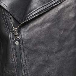 Just Cavalli Black Leather and Wool Blend Biker and Tail Coat Hybrid Jacket L