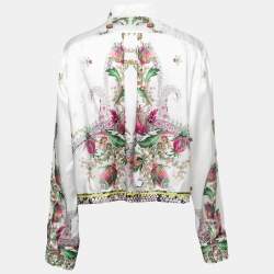 Pre Owned Just Cavalli White Floral Printed Rayon Shirt M