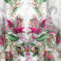 Pre Owned Just Cavalli White Floral Printed Rayon Shirt M
