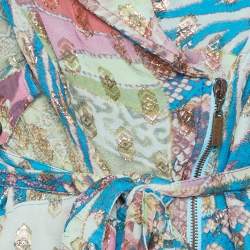 Just Cavalli Multicolour Printed Fil Coupe Cropped Jacket L