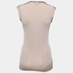 Just Cavalli Beige Jersey Knit Ruched Top M