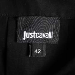 Pre Owned Just Cavalli Black Cotton Mesh Detail Full Sleeve Button Front Shirt M