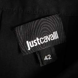 Pre Owned Just Cavalli Black Cotton Mesh Detail Full Sleeve Button Front Shirt M