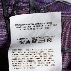 Pre Owned Just cavalli Purple Floral Embossed Jersey Ruffle Sleeve Top M