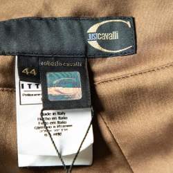 Pre Owned Just Cavalli Brown Satin High-Low Hem Skirt M