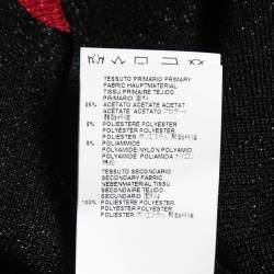 Pre Owned Just Cavalli Black Striped Patterned Knit Floral Paneled Midi Dress M