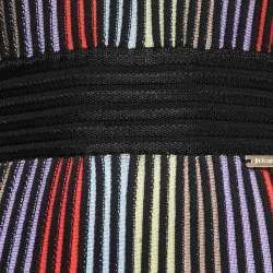 Pre Owned Just Cavalli Multicolor Ribbed Knit Long Sleeve Flared Midi Dress M
