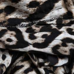 Pre Owned Just Cavalli Black/Brown Animal Printed Crepe Pleated Short Dress S