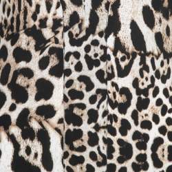 Pre Owned Just Cavalli Black/Brown Animal Printed Crepe Pleated Short Dress S