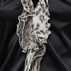 Pre Owned Just Cavalli Black Satin Ruffle Trim Detail Top S