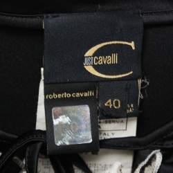 Pre Owned Just Cavalli Black Satin Ruffle Trim Detail Top S