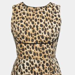 Pre Owned Just Cavalli Brown/Black Leopard Print Denim Sleeveless Mini Dress M