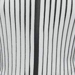 Pre Owned Just Cavalli White Striped Knit Bell Sleeve Back Tie Top M