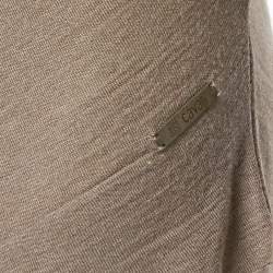 Just Cavalli Light Brown Beaded Detail Knit Asymmetrical Sweater M