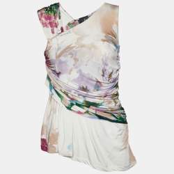 Just Cavalli Multicolor Printed Jersey Draped Sleeveless Top S