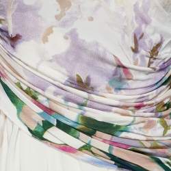 Just Cavalli Multicolor Printed Jersey Draped Sleeveless Top S