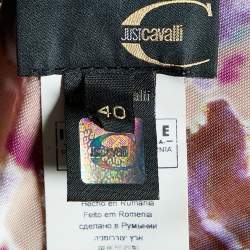 Just Cavalli Multicolor Printed Jersey Draped Sleeveless Top S