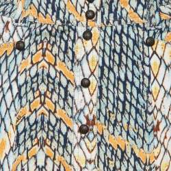 Pre Owned Just Cavalli Multicolor Printed Denim Maxi Skirt S