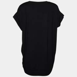 Just Cavalli Black Printed Cotton Knit Oversized T-Shirt M