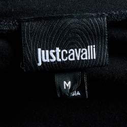 Just Cavalli Black Printed Cotton Knit Oversized T-Shirt M