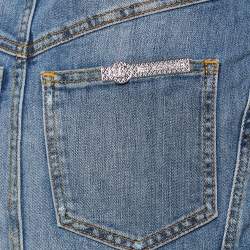 Pre Owned Just Cavalli Blue Denim Paneled Flared Hem Skirt S