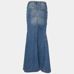 Pre Owned Just Cavalli Blue Denim Paneled Flared Hem Skirt S