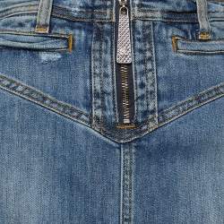 Pre Owned Just Cavalli Blue Denim Paneled Flared Hem Skirt S