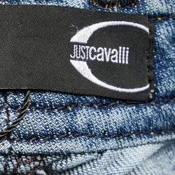 Pre Owned Just Cavalli Blue Denim Paneled Flared Hem Skirt S