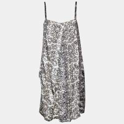 Just Cavalli Grey Animal Printed Silk Wrap Mini Dress M