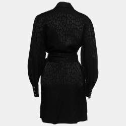 Just Cavalli Black Textured Crepe Tie Detail Short Shirt Dress M