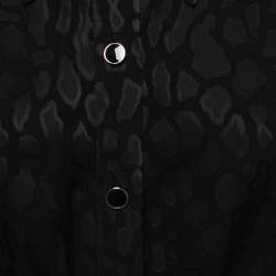 Just Cavalli Black Textured Crepe Tie Detail Short Shirt Dress M
