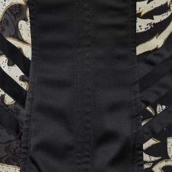 Pre Owned Just Cavalli Black Floral Printed Silk Ruffled Corset Detail Mini Dress S