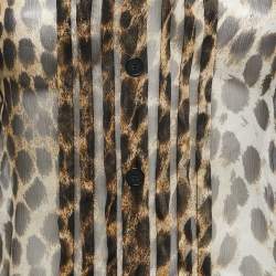 Just Cavalli Black/Brown Animal Printed Silk Off-Shoulder Top M