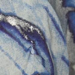 Pre Owned Just Cavalli Blue Printed Silk Strappy Open Back Ruffled Mini Dress M