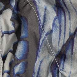 Pre Owned Just Cavalli Blue Printed Silk Strappy Open Back Ruffled Mini Dress M