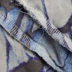 Pre Owned Just Cavalli Blue Printed Silk Strappy Open Back Ruffled Mini Dress M