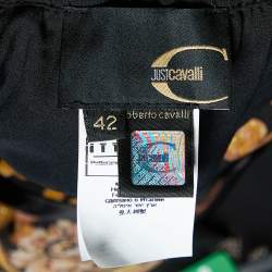 Pre Owned Just Cavalli Black Printed Silk Tiered Midi Dress M