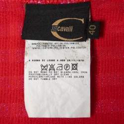 Pre Owned Just Cavalli Red/Pink Striped Lurex Knit Sleeveless Midi Dress S