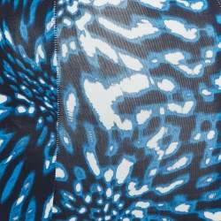 Just Cavalli Blue Printed Jersey Long Sleeve Midi Dress S