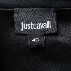 Pre Owned Just Cavalli Black Leather Button Detail Sleeveless Zip Front Short Dress S