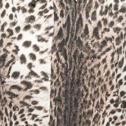 Just Cavalli Beige Leopard Print Knit Button Front Full Sleeve Shirt XL