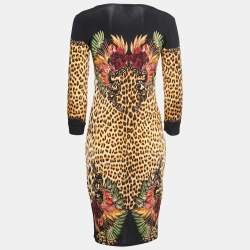 Pre Owned Just Cavalli Black Animal Print Jersey Short Dress M
