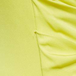 Just Cavalli Yellow Jersey Leopard Print Patch Detail Draped Sleeveless Midi Dress S