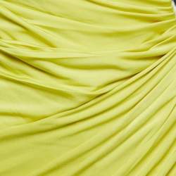 Just Cavalli Yellow Jersey Leopard Print Patch Detail Draped Sleeveless Midi Dress S