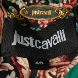 Pre Owned Just Cavalli Green Synthetic Velvet Trim Zip Front Down Jacket L